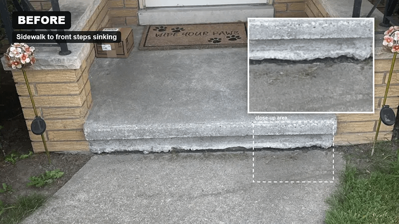 Sinking Sidewalk at Front Steps in Elk River, MN copy